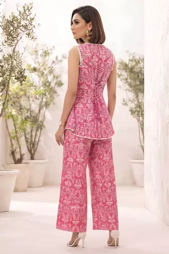 Pink printed co-ord set for women