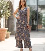 Grey printed co-ord set for women