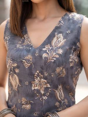 Grey printed co-ord set for women 3