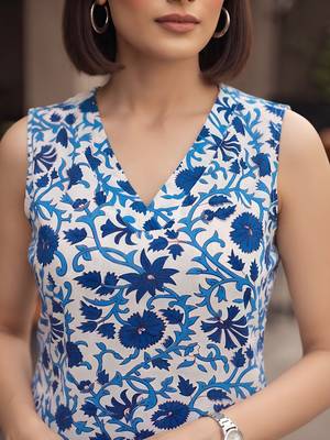 Blue printed co-ord set for women 2