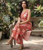 Peach printed co-ord set for women