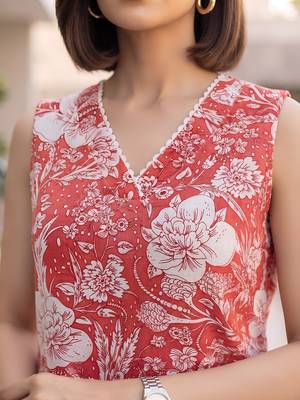 Peach printed co-ord set for women 2