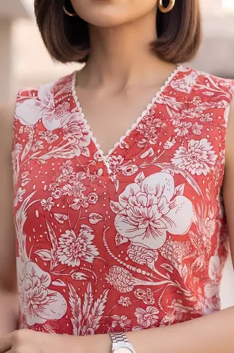 Peach printed co-ord set for women
