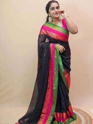 Black pure cotton khadi saree 2