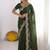 Green embellished embroidered poly georgette heavy work saree