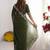 Green embellished embroidered poly georgette heavy work saree