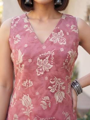 Pink printed co-ord set for women 3