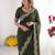 Green embellished embroidered poly georgette heavy work saree