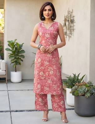 Pink printed co-ord set for women 4