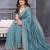 Blue embellished sequinned heavy work saree