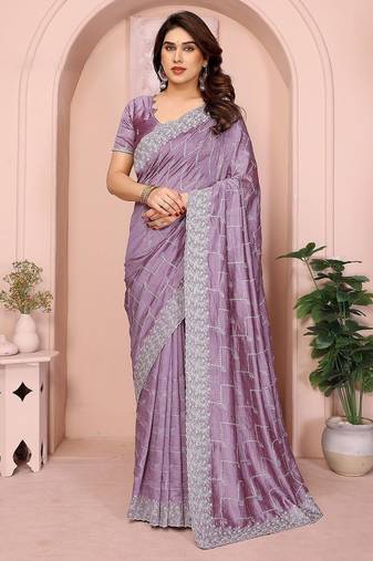 Lavender embellished sequinned designer saree
