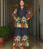 Blue floral printed co-ord set for women