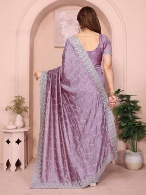 Lavender embellished sequinned designer saree 3