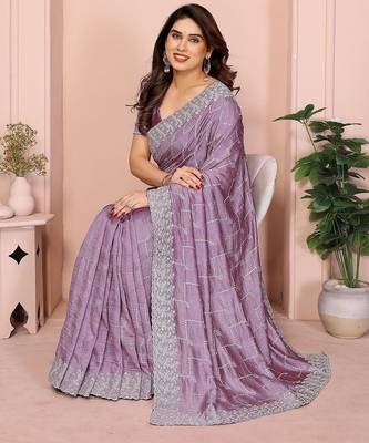 Lavender embellished sequinned designer saree 4