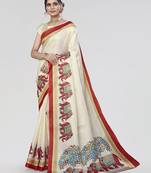 Red ethnic motifs art silk saree