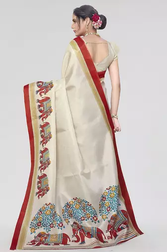 Red ethnic motifs art silk saree