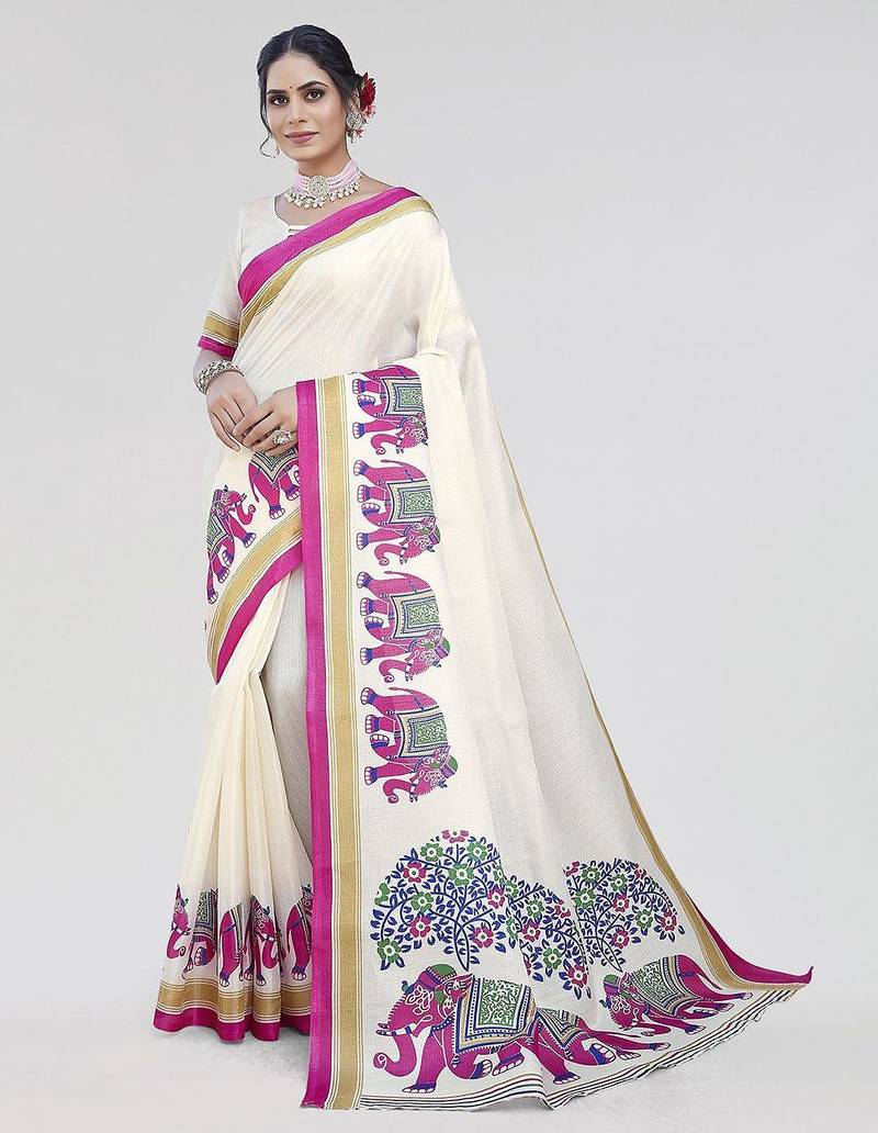 Pink woven design zari art silk saree