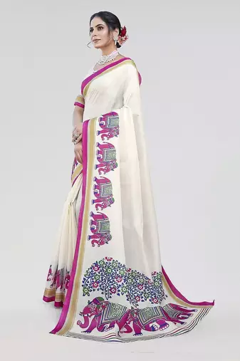 Pink woven design zari art silk saree