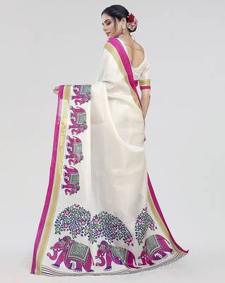 Pink woven design zari art silk saree 3