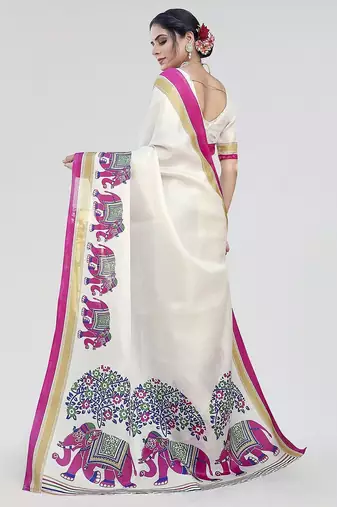 Pink woven design zari art silk saree