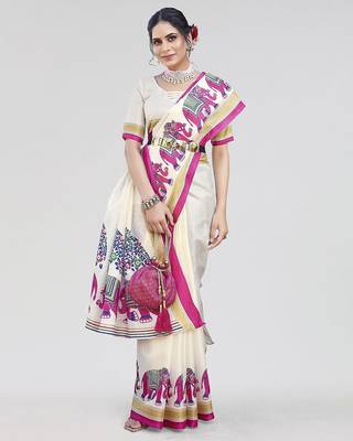 Pink woven design zari art silk saree 4