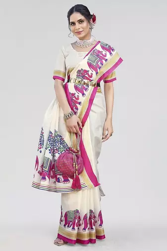 Pink woven design zari art silk saree