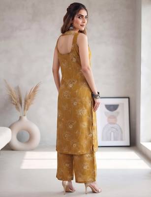 Mustard printed co-ord set for women 3