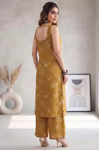 Mustard printed co-ord set for women