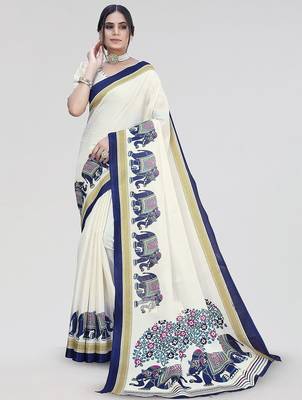 Blue art silk saree 1