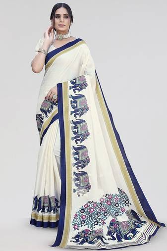 Blue art silk saree