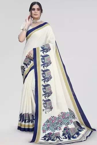 Blue art silk saree