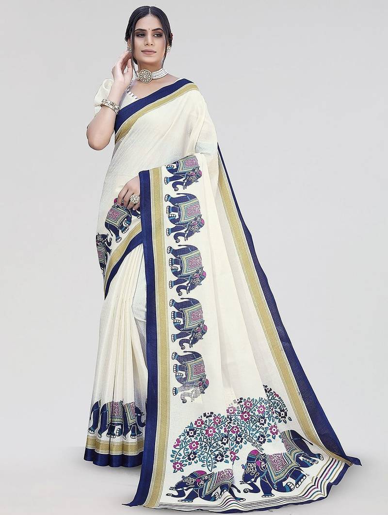 Blue art silk saree