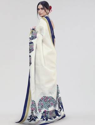 Blue art silk saree 3