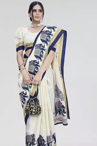 Blue art silk saree