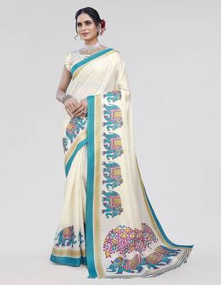 Green ethnic motifs zari art silk saree 1