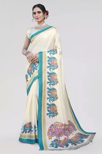 Green ethnic motifs zari art silk saree