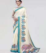 Green ethnic motifs zari art silk saree