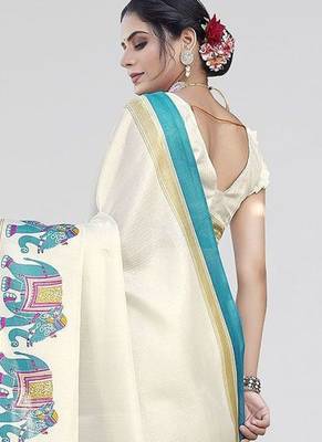 Green ethnic motifs zari art silk saree 3