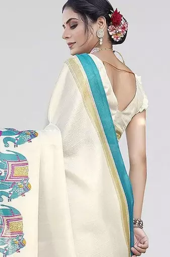 Green ethnic motifs zari art silk saree