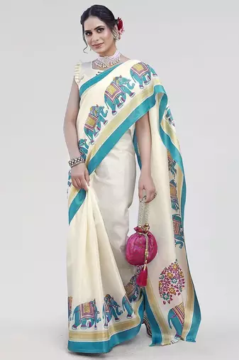 Green ethnic motifs zari art silk saree