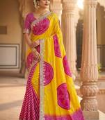 Multicolor bandhani zari silk blend designer saree
