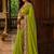 Lime floral embroidered poly chiffon saree