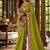 Lime floral embroidered poly chiffon saree