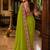 Lime floral embroidered poly chiffon saree