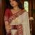 Off white floral embroidered poly chiffon saree
