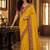 Yellow floral embroidered poly chiffon saree