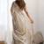 Beige ethnic motifs sequinned organza heavy work saree