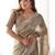 Beige ethnic motifs sequinned organza heavy work saree