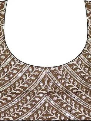 Beige ethnic motifs sequinned organza heavy work saree 4