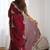 Maroon embellished sequinned organza heavy work saree